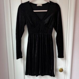 Altar'd State Velvet Black Long Sleeve Dress